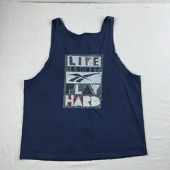 Vintage Reebok Tank Top Adult XL Blue Life Is Short Play Hard Sports 90s Classic