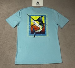 Under Armour Fish Blue Marlin Fishing T-Shirt Light Blue Mens Size L 6001945-914
