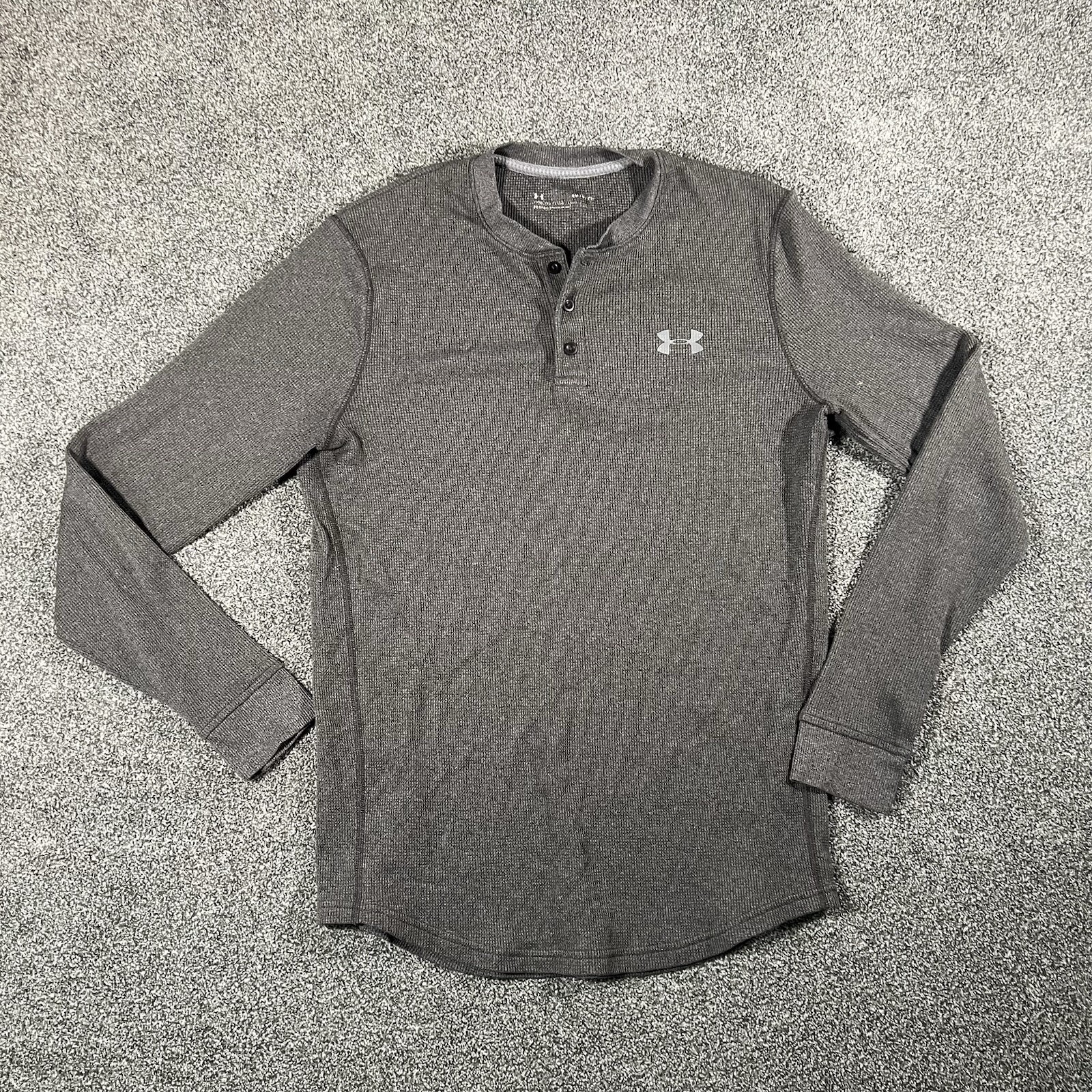Under Armour Waffle Knit Henley Shirt Mens Small Gray Long Sleeve Thermal gallery