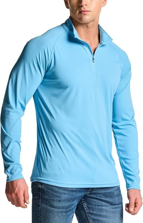 TSLA Men's 1/4 Zip Pullover Quick Dry Performance Running top - Ocean - 2XL gallery