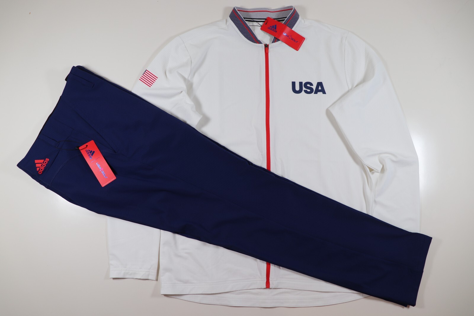 ADIDAS OLYMPIC GOLF TEAM USA LONG SLEEVE TOP PANTS SET FR9667 FR9669 MEN M 32X32 gallery