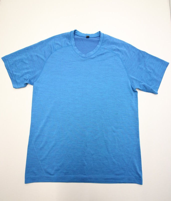 Lululemon Vent Tech V-Neck T-Shirt Mens L Slim 41" Chest Gym Blue Active READ gallery