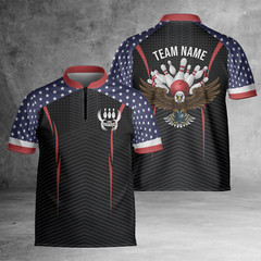 Custom Name Eagle Flag Bowling Jersey Shirt S-5XL For Bowler