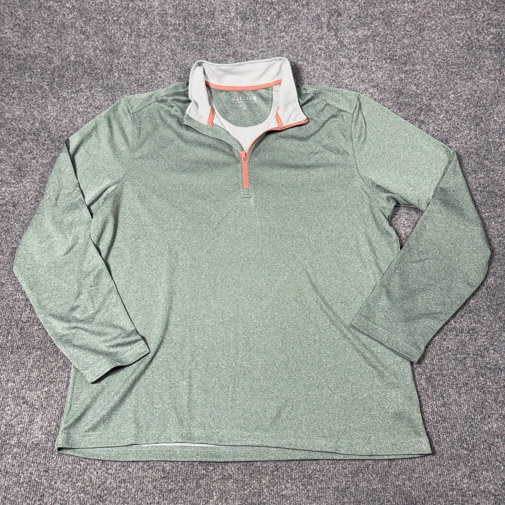 MAELREG Performance Pullover Mens XL Green 1/4 Zip Long Sleeve Shirt Top