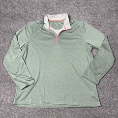 MAELREG Performance Pullover Mens XL Green 1/4 Zip Long Sleeve Shirt Top