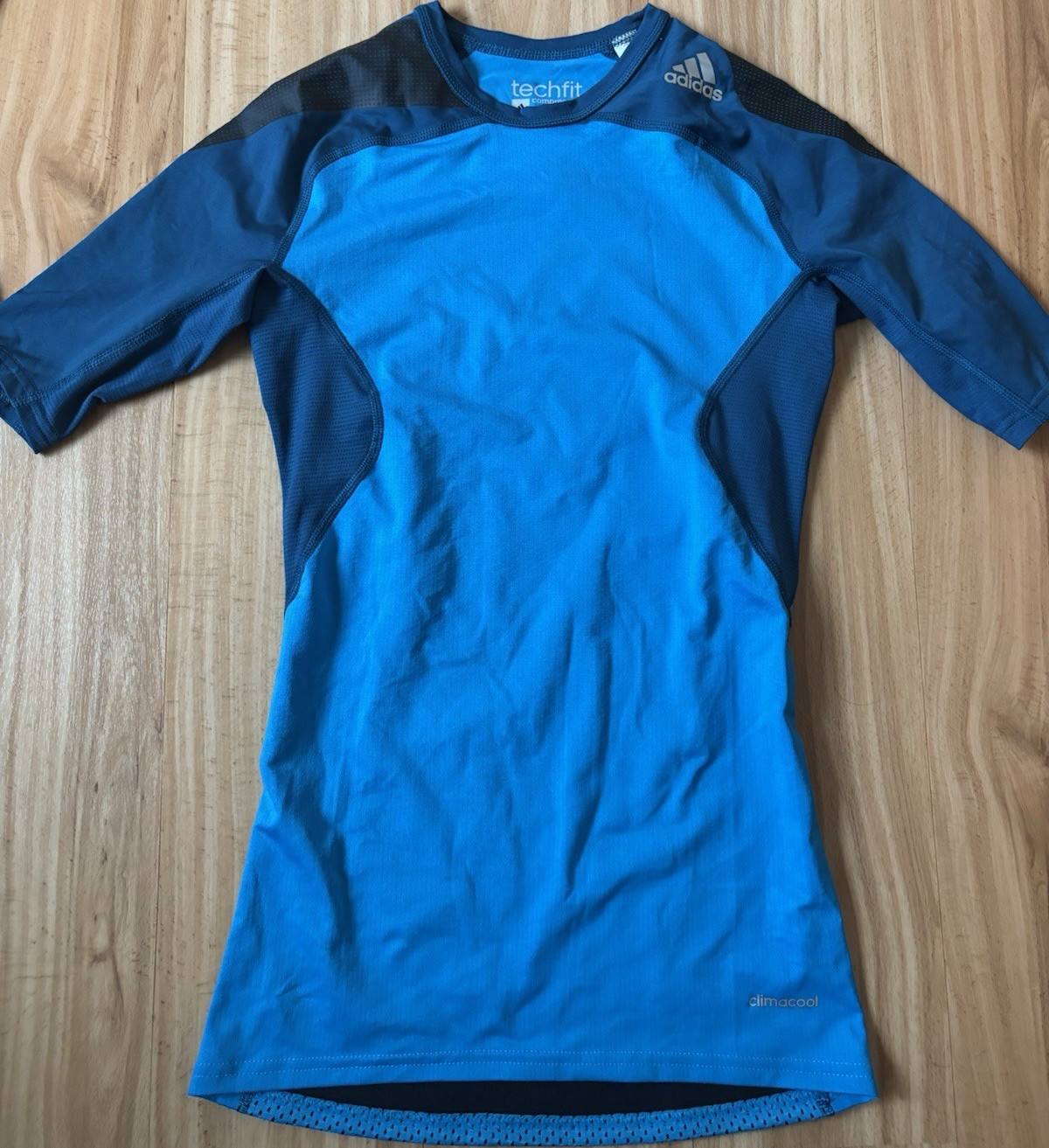 adidas Techfit Compression Climacool Men's Short Sleeve T-Shirt Blue Black S gallery