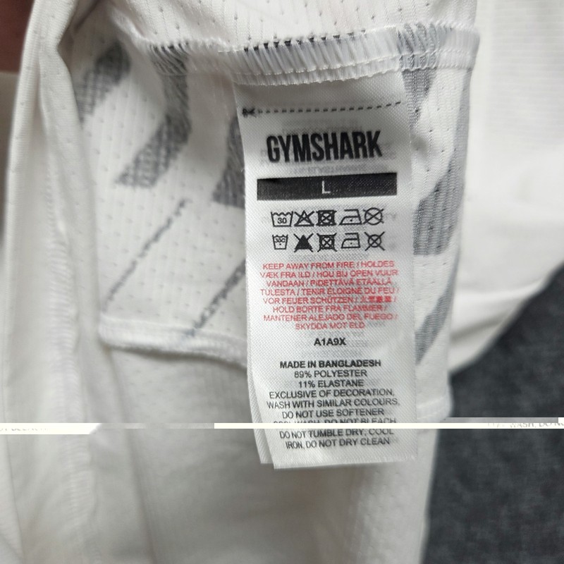Gymshark Shirt Mens Large White Sport Stripe Crewneck Athletic Slim Fit Tee gallery