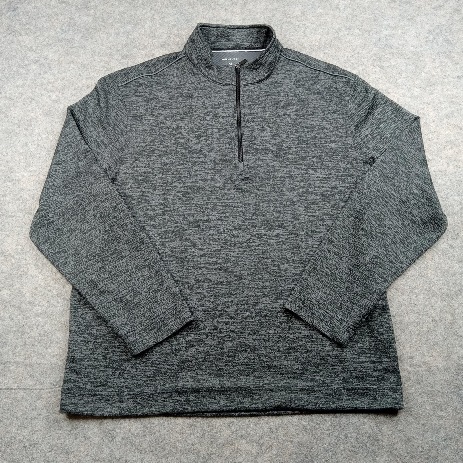 Van Heusen Pullover Mens Medium Gray Classic Fit Quarter Zip Sweatshirt Sweater gallery