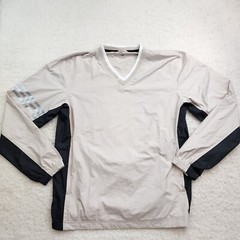 Adidas Clima Proof Vneck Pullover S Beige Reflective Golf Dad Active Athletic
