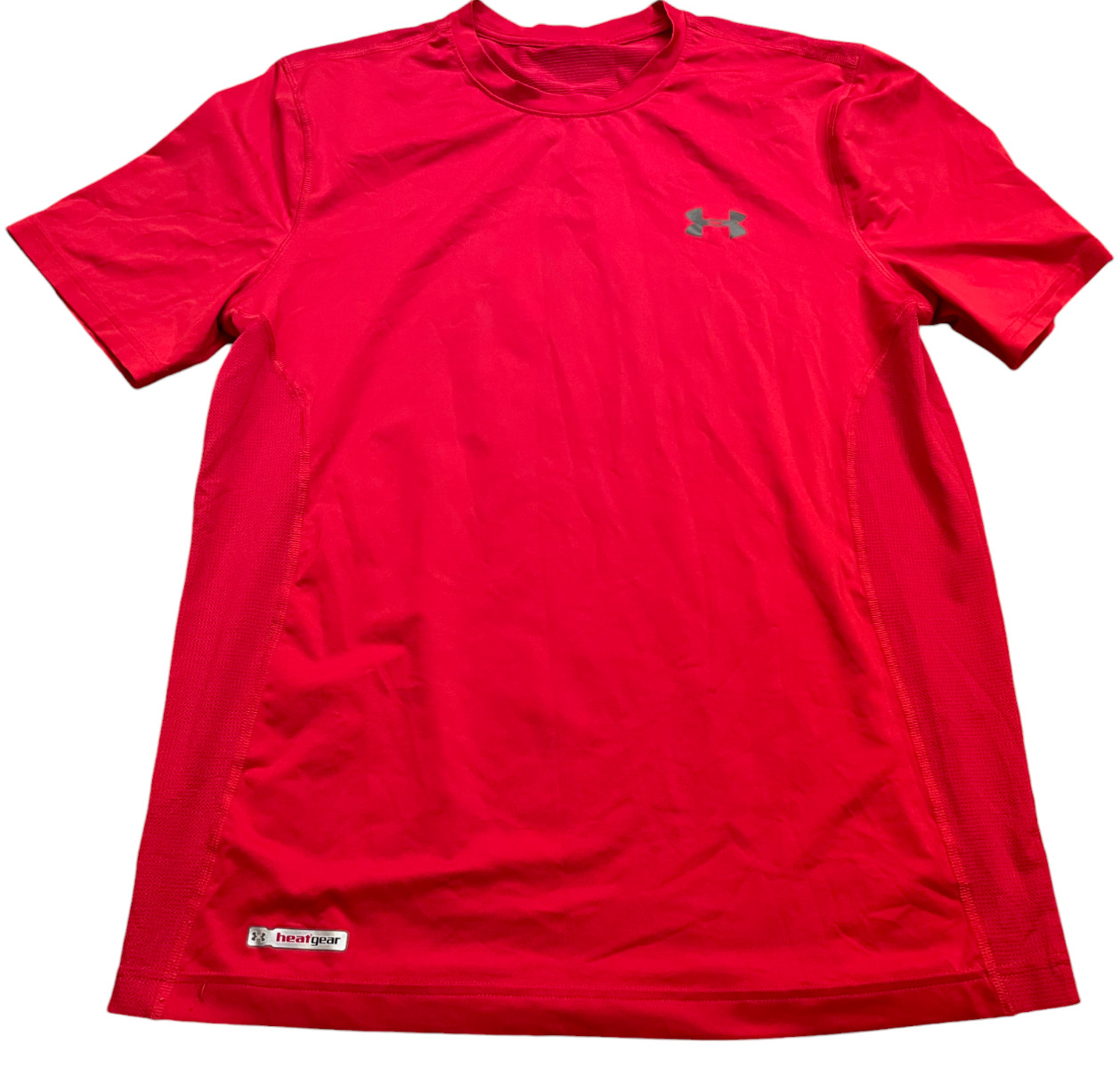 UNDER ARMOUR HeatGear Fitted Active Crewneck Athletic Red Shirt Top mens Small gallery