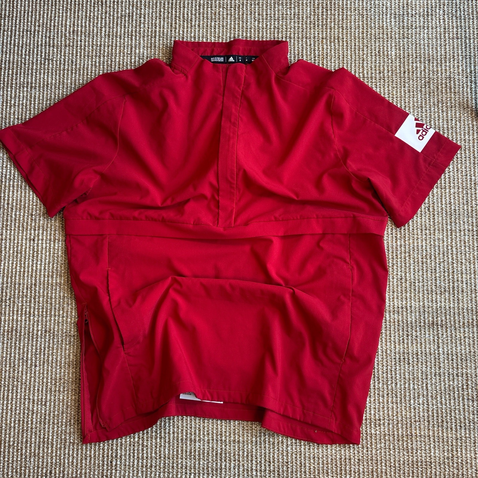 Adidas Men's Red Short Sleeve Pullover Anorak Jacket Size M gallery
