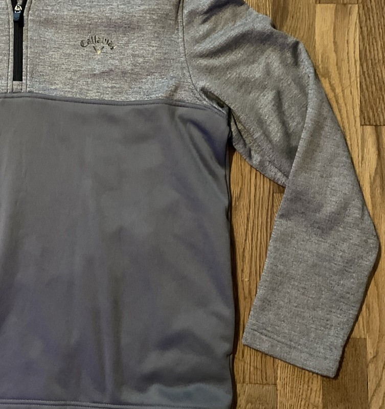Callaway Mixed Media Pullover Men Large Heather Gray 1/4 Zip Tech Pocket Fleece gallery