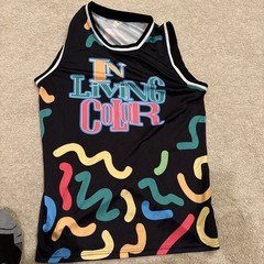 In Living Color 90s Tank Top XL Wayans All Over Print Jersey Black Retro 90s