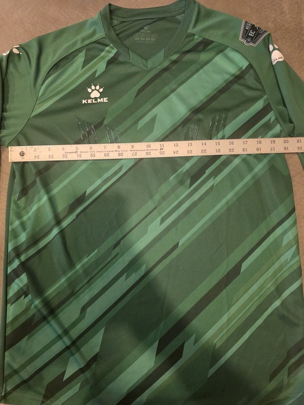 Kelme Goalkeeper Shirt Mens Large Green Long Sleeve Padded Stripes V Neck Soccer gallery
