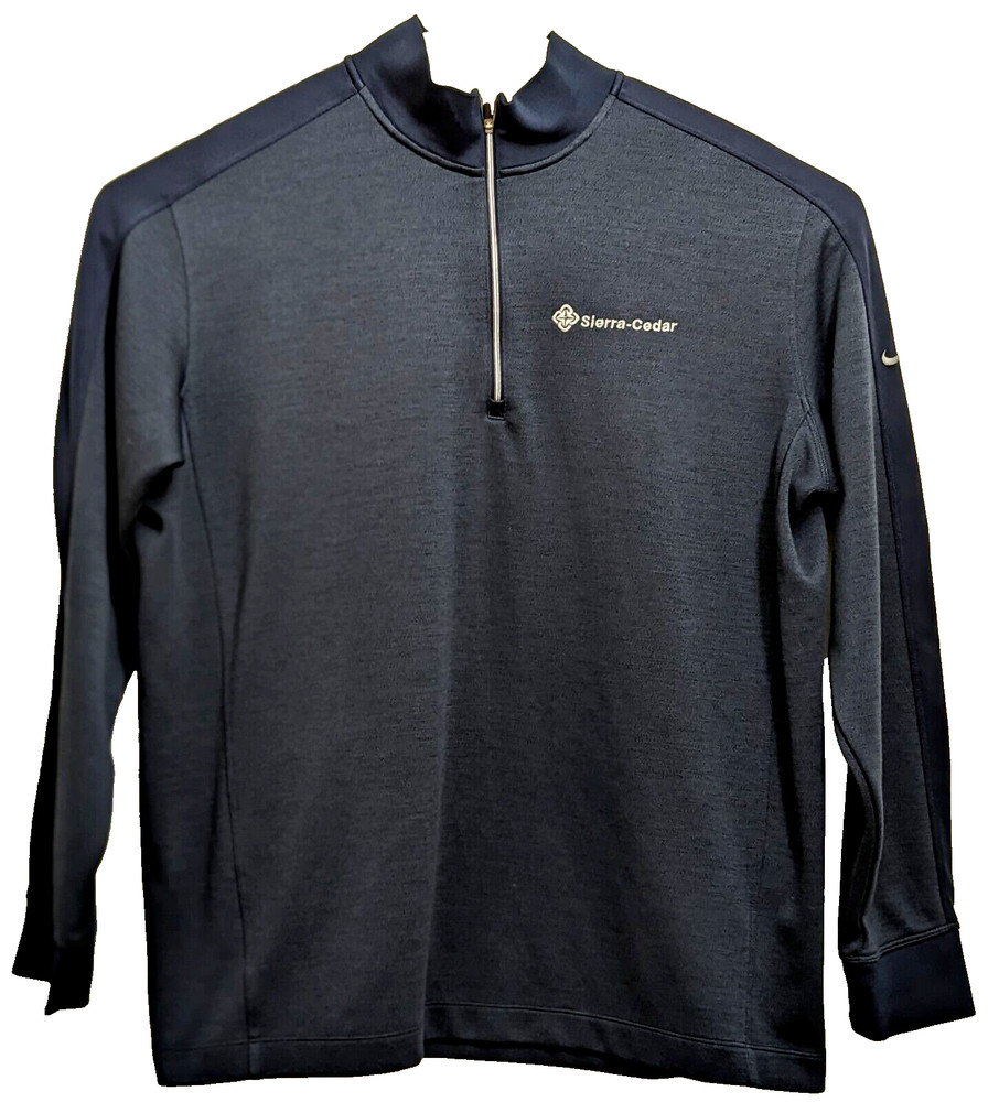 NIKE GOLF DRIFIT 1/4 Zip Mock Neck Pull Over Navy Blue Mens Size XL Sierra Cedar