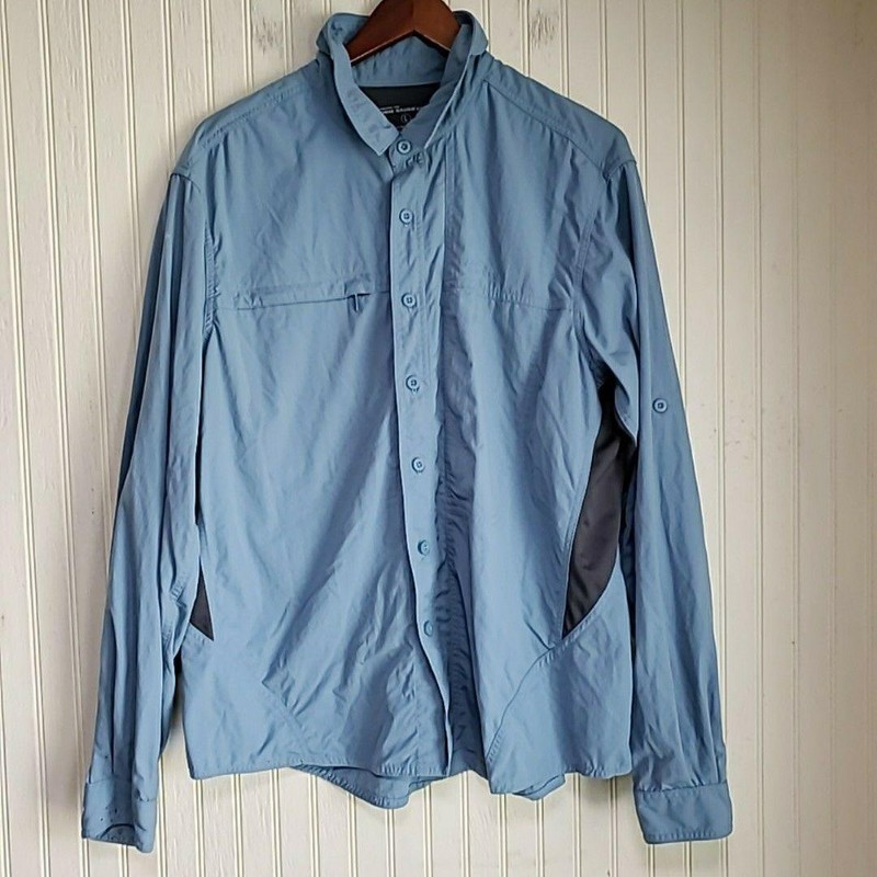 Eddie Bauer Sport Shirt Mens Large Blue Long Sleeve Vented Fishing Nylon Hiking gallery
