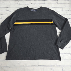 Polo Sport Ralph Lauren Shirt Mens XL Grey Chest Stripe Heavyweight Pullover