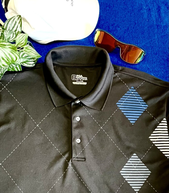 PGA TOUR Black Mens Golf Shirt Lightweight, Classic Fit XL. gallery