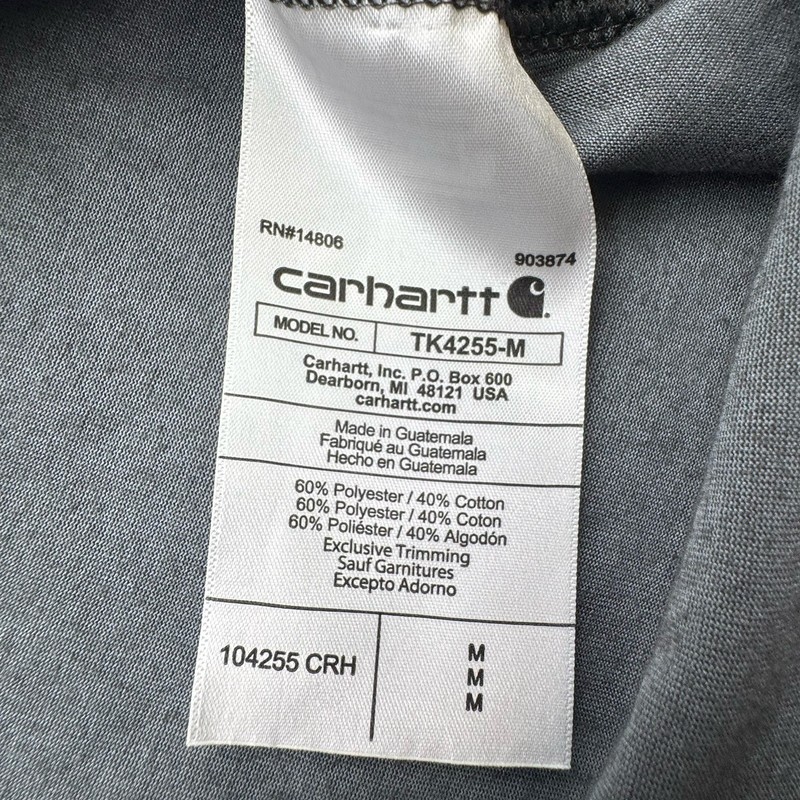 Carhartt Force Quarter Zip Pocket Long Sleeve Gray Men's M Relaxed Fit TK4255-M gallery