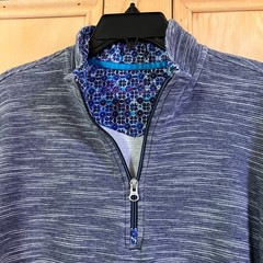 Robert Graham Mens Space Dye Stripe Quarter Zip Pullover Top Sz. XL Blue SP NWOT