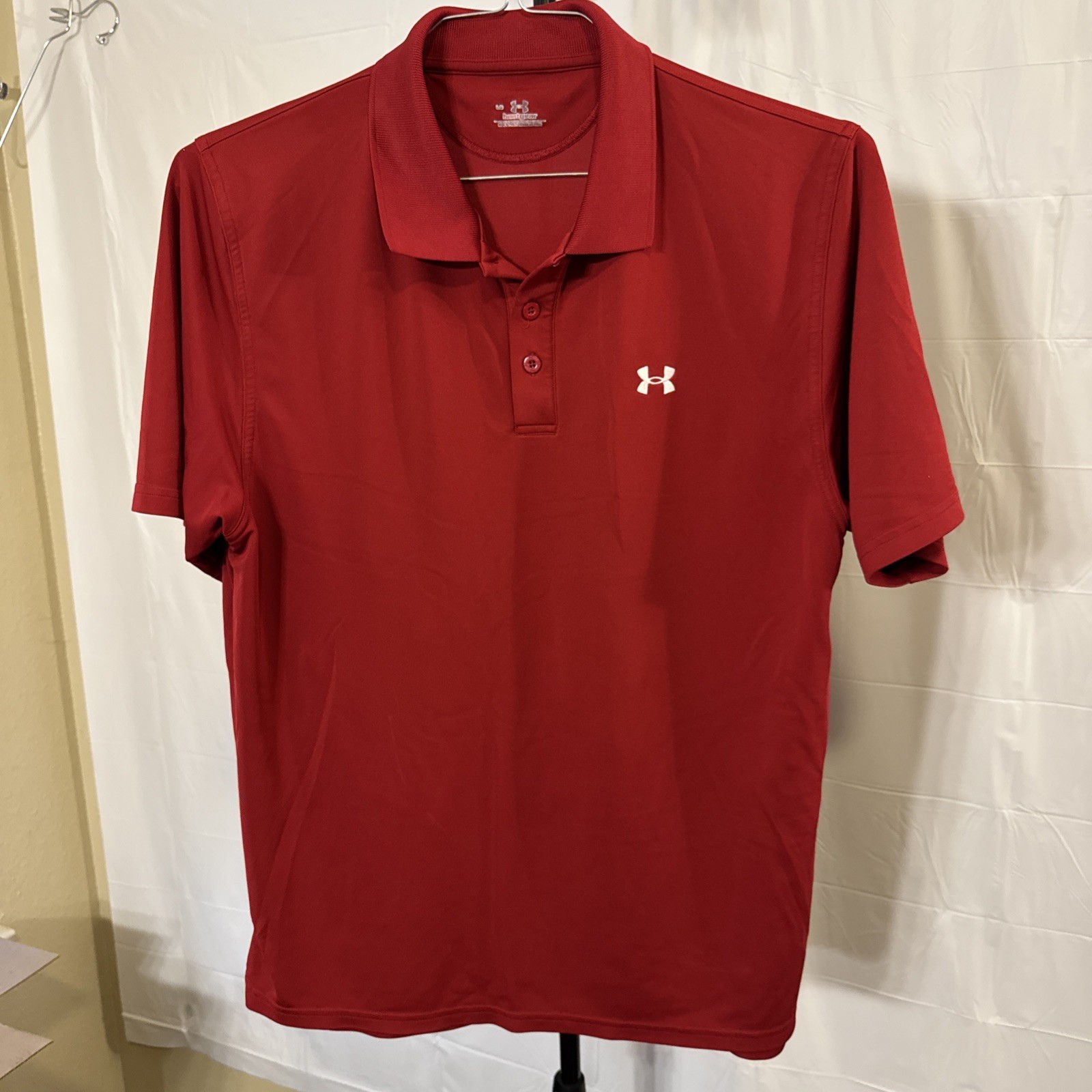 Under Armour Red Loose Heatgear Polo Shirt Men's Size Large gallery