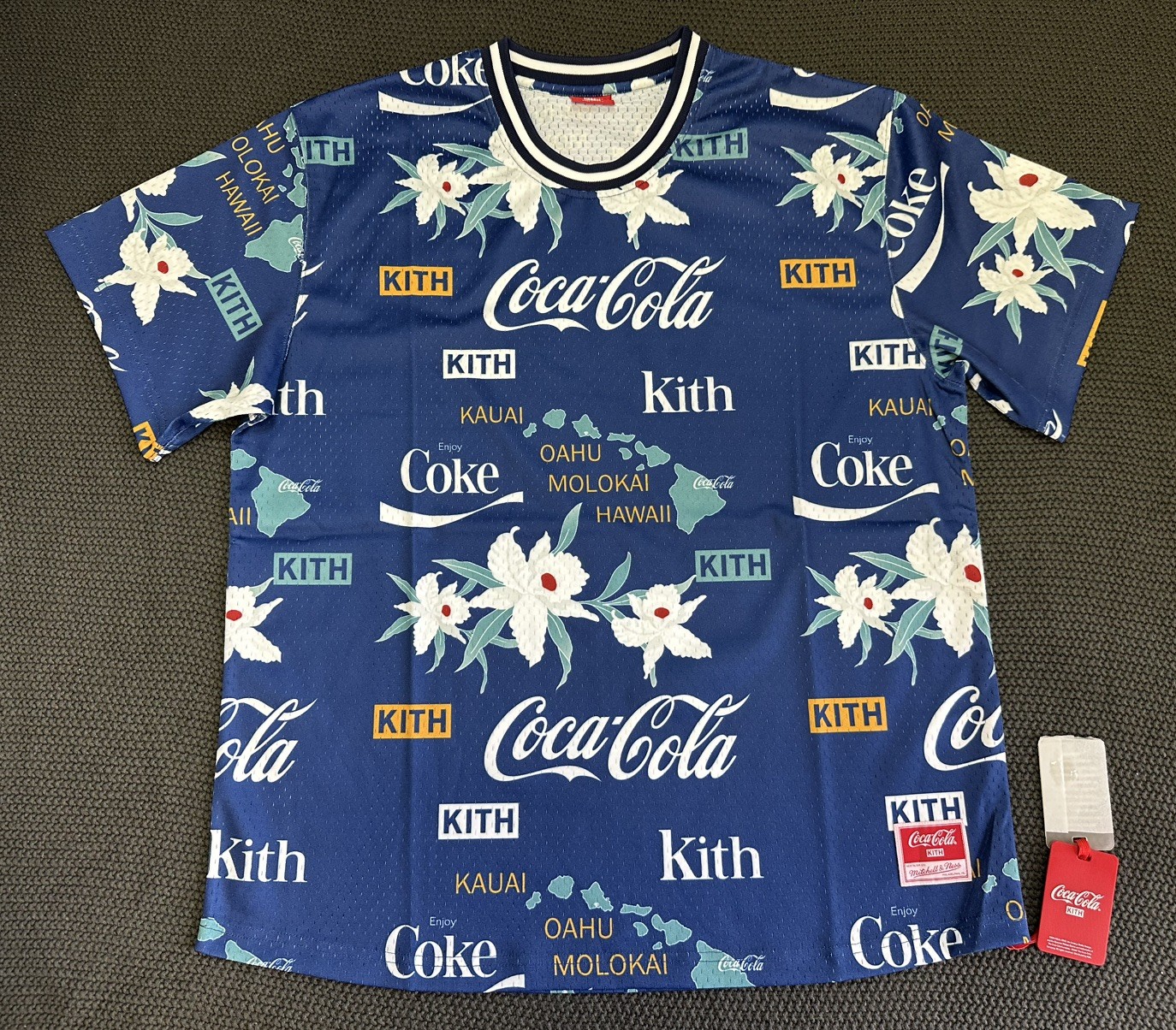 Kith x Coca Cola x Mitchell & Ness Hawaii Map Jersey Size XL Blue gallery