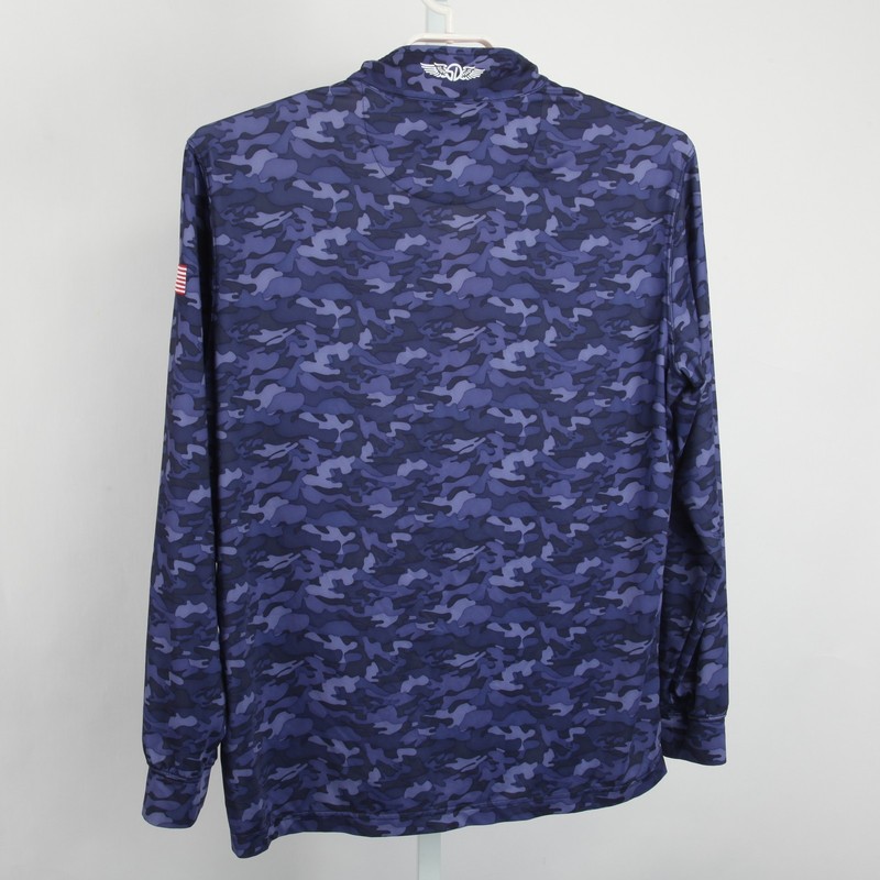 Straight Down Pullover Mens Large Blue Camo 1/4 Zip Golf Fiddlers Elbow gallery