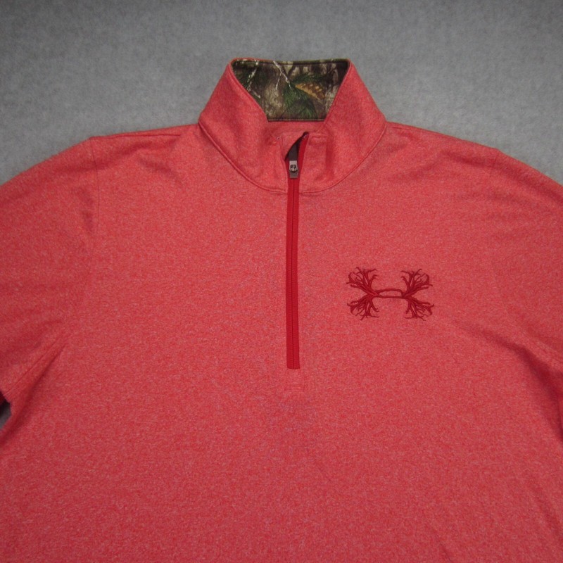 Under Armour 1/4 Zip Pullover Mens Large Heather Red Borderland Loose HeatGear gallery