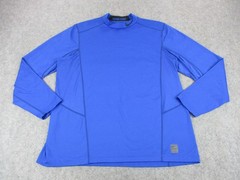 Nike Shirt Mens Medium Blue Pro Dri-Fit Mock Neck Swoosh Herringbone Athletic