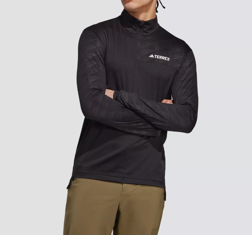 Adidas Men's TERREX Multi Half-Zip Long Sleeve Black Tee M L XL Hiking HT9501
