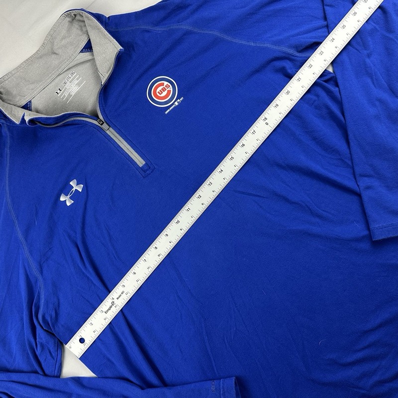 Under Armour Quarter Zip Cubs 2017 Pullpver Logo Men's XXL Royal Blue Stretch gallery