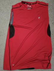 FILA SPORT Men’s Tank Top M Red/Black Polyester Mesh Breathable Athletic Fit