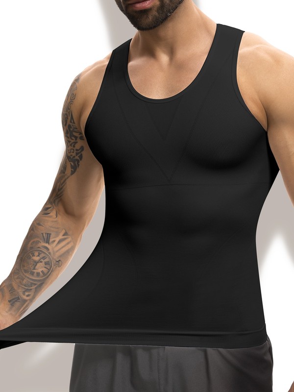 Mens Belly Chest Compression Tank Slim Shaper Tummy Control Underwear Tee gallery