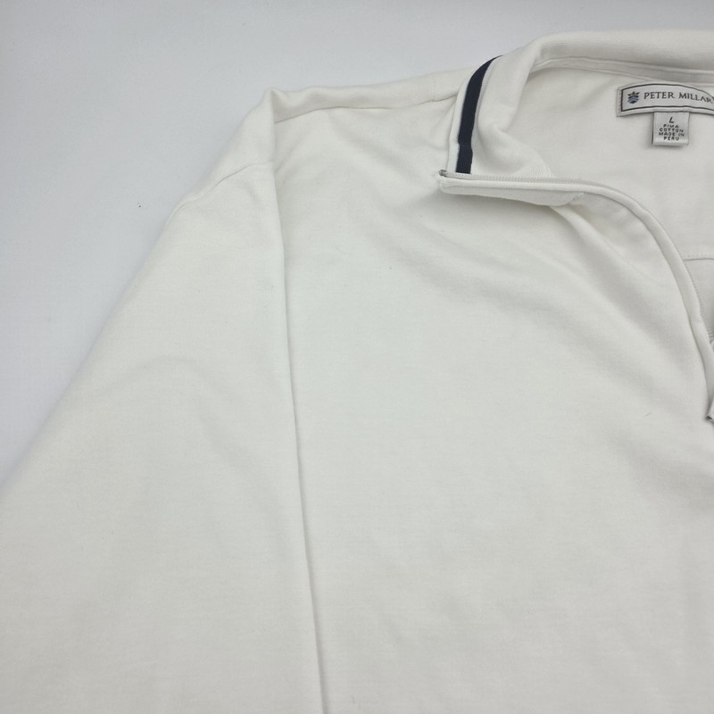 Peter Millar Pullover Mens Large White Crown Sport Quarter Zip Golf Stretch Top gallery