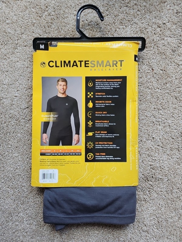 CLIMATESMART DarkGrey ClimateFlex BaseLayer L/S Crew Shirt Mens M gallery