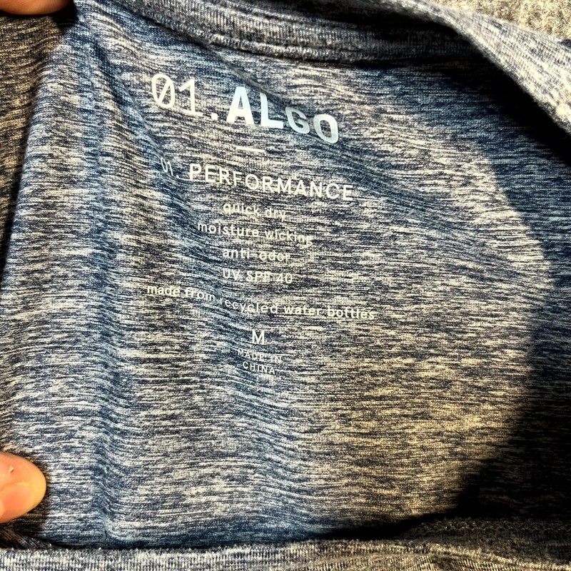 0.1 Algo Shirt Mens M Blue Performance UV SPF 40 Anti Odor Gym Quick Dry gallery