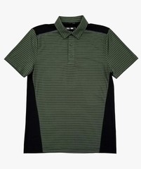MSX By Michael Strahan Mens Green Black Stripe Performance Jersey Polo Shirt XL
