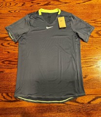 NikeCourt Dri-Fit Tennis Shirt Mens M-TALL Tour Blue Player Exclusive DR6548-491
