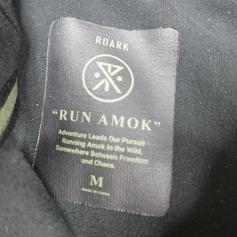 Roark Mens Shirt Medium Black Full Zip Hoodie Solid Run Amok gallery