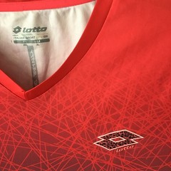 Lotto Men’s XL Red Gray Abstract V Neck Lightweight Polyester Activewear T-Shirt