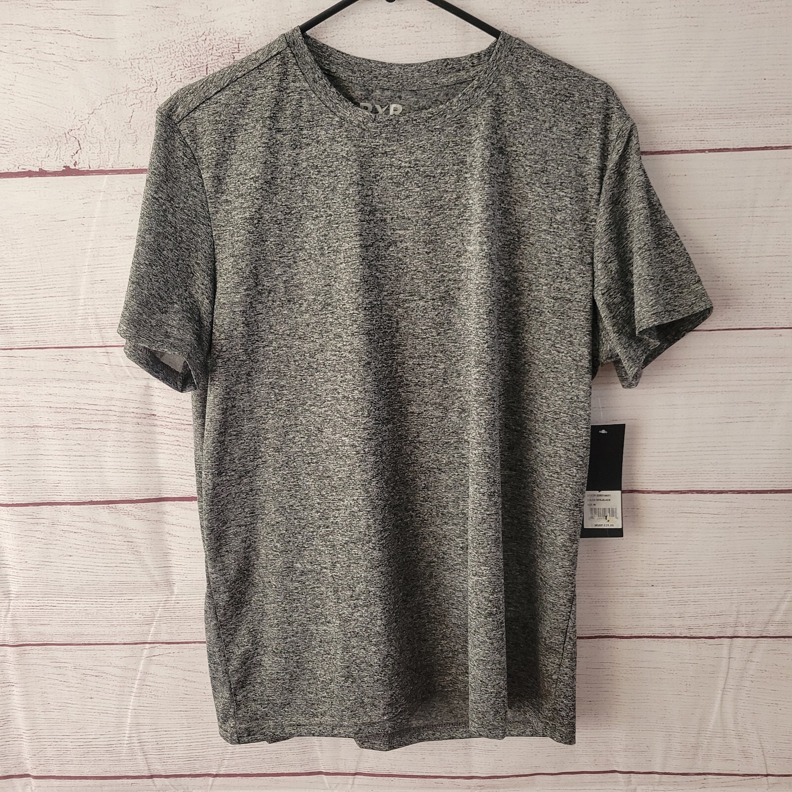 Men's RXR Active Leisure Crew Neck Stretch Gym WorkoutShirt Heather Black Size M gallery
