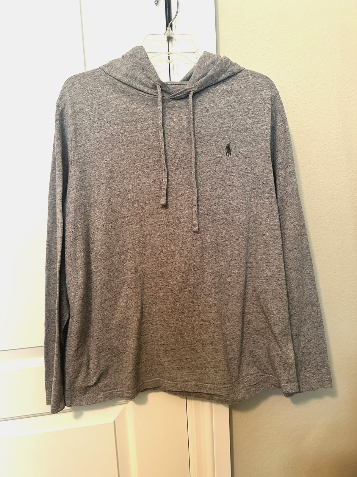 POLO Ralph Lauren Men's Lightweight Hoodie L Gray Cotton Jersey Knit gallery