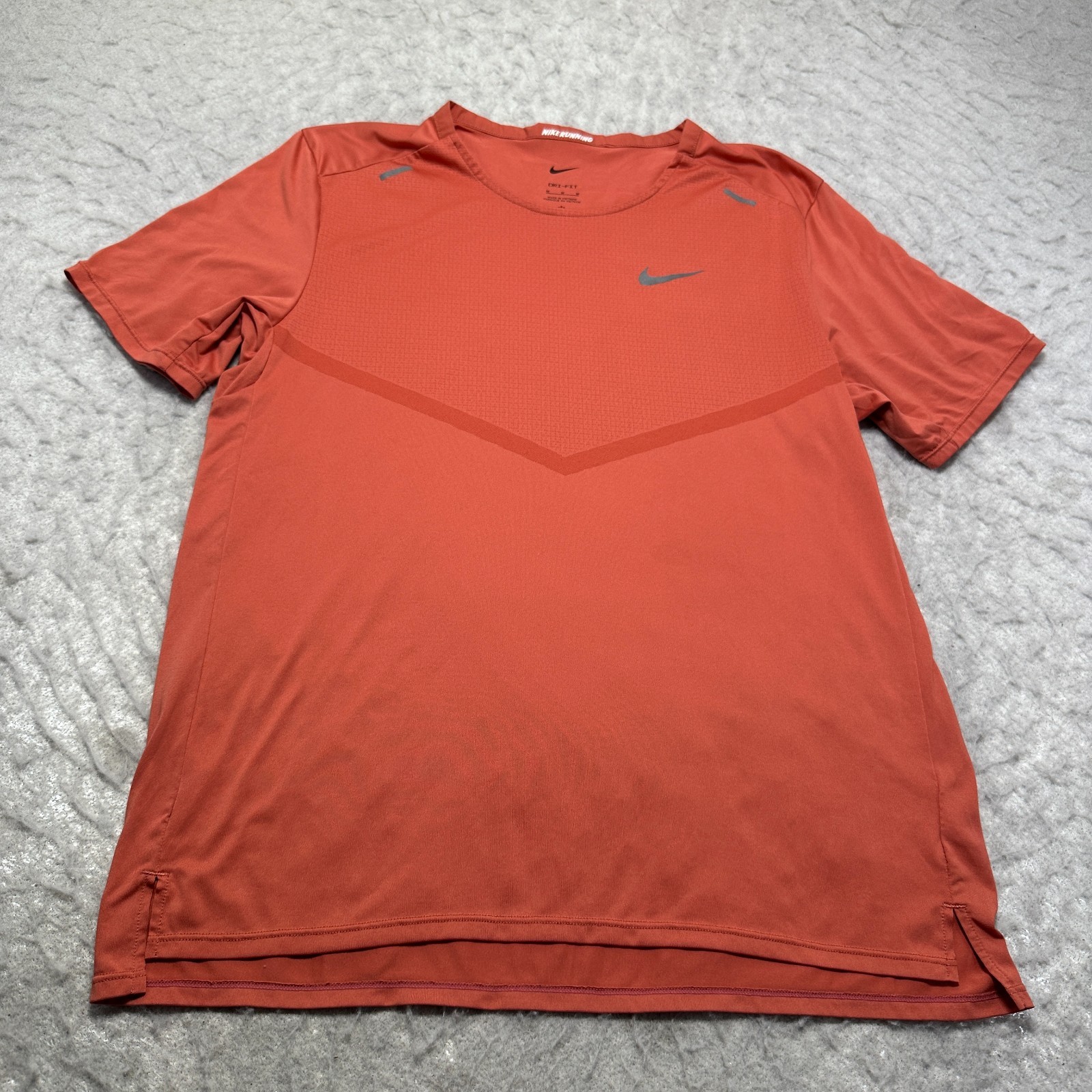 Nike Running Dri Fit Shirt Pink Salmon Short Sleeve Crew Neck Mens Size Medium M gallery
