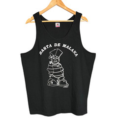 Vintage Tank Top Basta De Malana Print Rare XL Black USA Single Stitch Sports