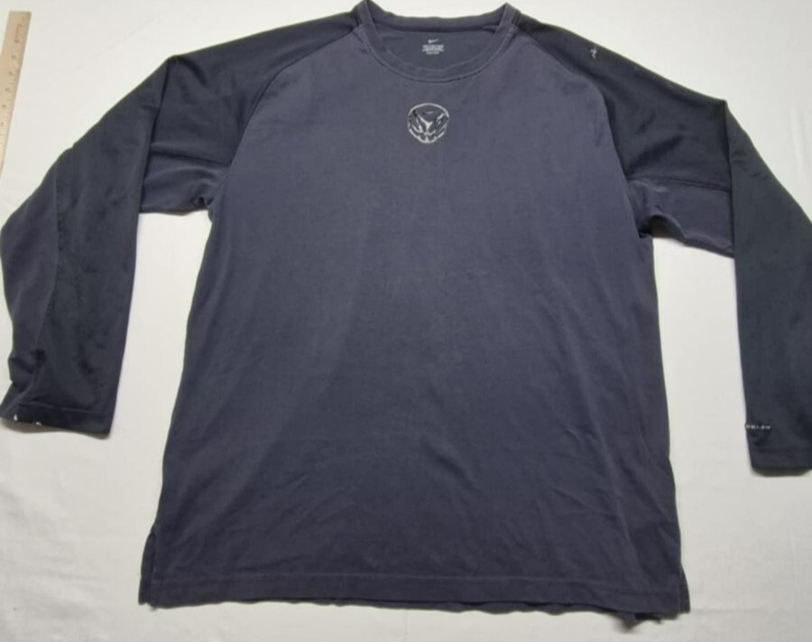 Nike Baskeball logo Dri-fit men's long sleeve two tone black shirt sz. XXL