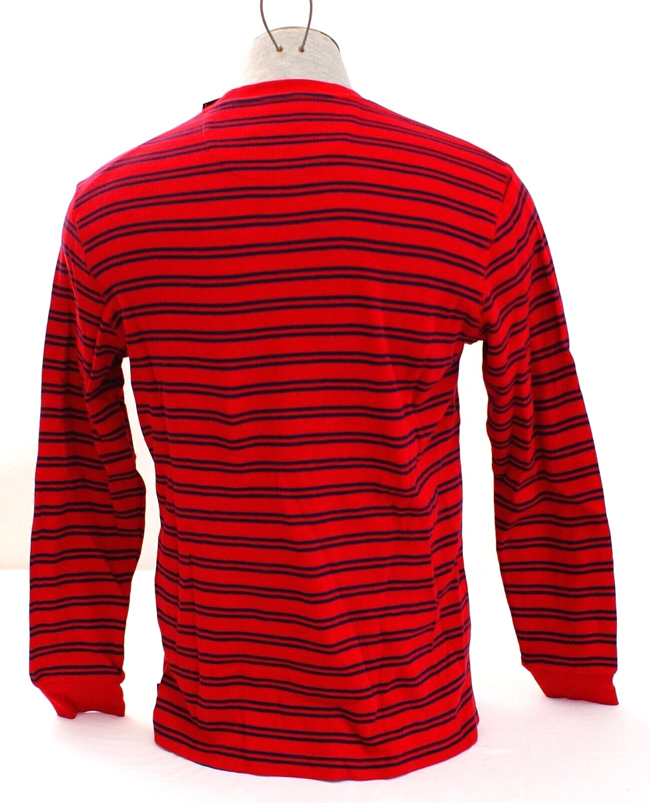 Chaps Red & Blue Striped Kent Thermal Knit Long Sleeve Polo Shirt Men's M NWT gallery
