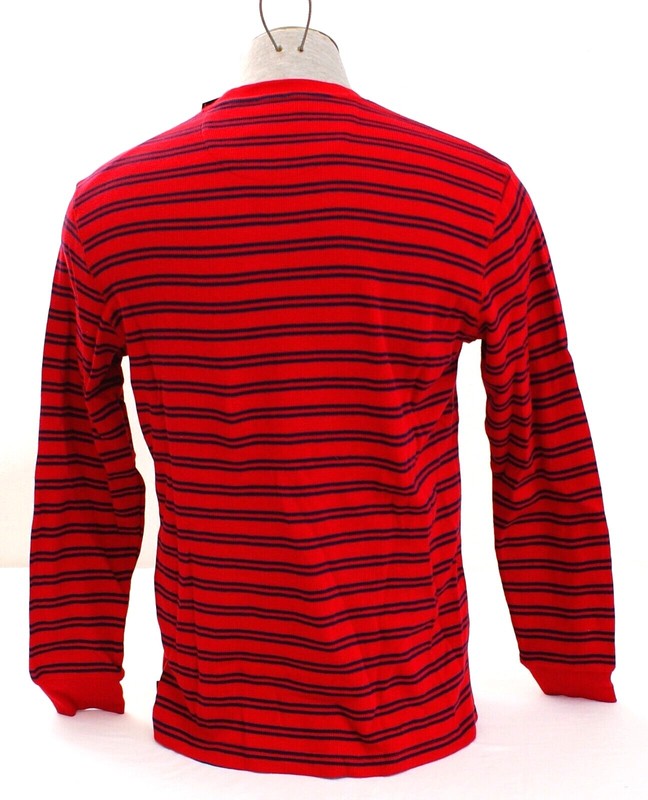 Chaps Red & Blue Striped Kent Thermal Knit Long Sleeve Polo Shirt Men's M NWT gallery
