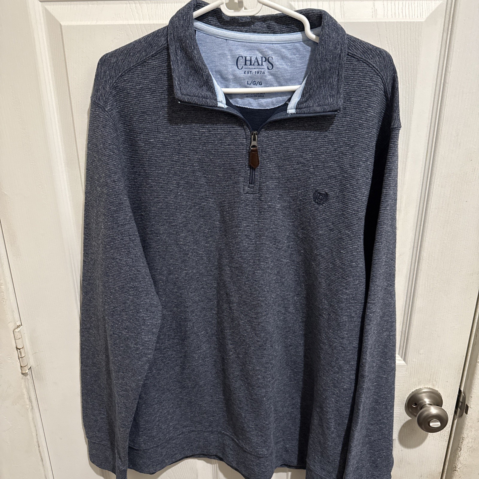 Chaps Sport Shirt Mens Large 1/4 Zip Pullover Golf Blue Athletic gallery