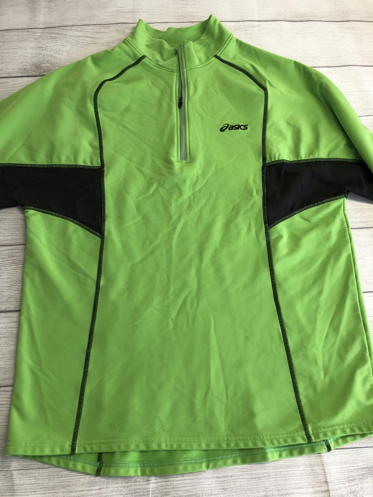 Asics Pullover Mens Large Green Long Sleeve 1/4 Zip Athletic Performance Top gallery