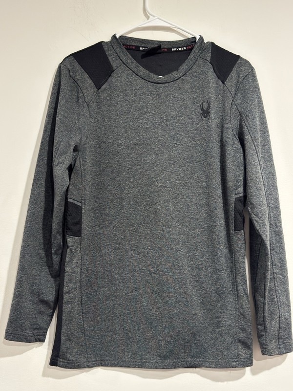Spyder Active Men Medium ProWB Grey Black Athletic Top Running Biking Hiking gallery
